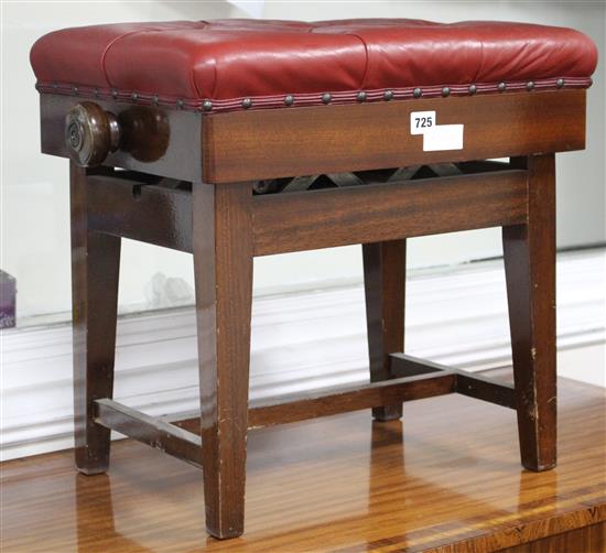 A mahogany adjustable piano stool, W.56cm D.38cm H.49cm, and a late Victorian mahogany pot cupboard, W.39cm D.33cm H.81cm